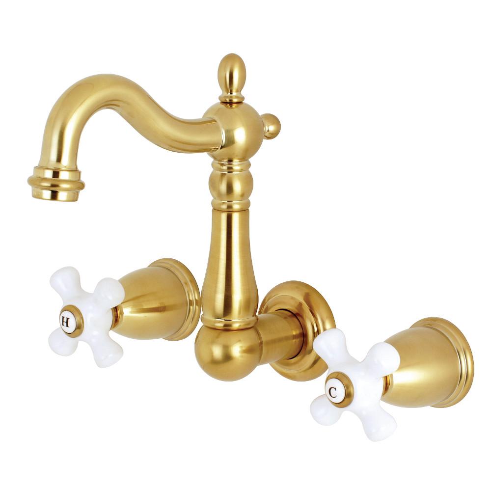 Kingston Brass Heritage 3-Hole 8-Inch Center Wall Mount Bathroom Faucet