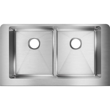 Elkay Crosstown Stainless Steel 35-7/8" x 20-1/4" x 9", Equal Double Bowl Farmhouse Sink with Aqua Divide-DirectSinks