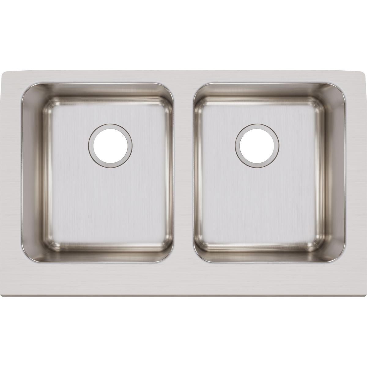 Elkay Lustertone Classic Stainless Steel 33" x 20-1/2" x 7-7/8", Equal Double Bowl Farmhouse Sink-DirectSinks