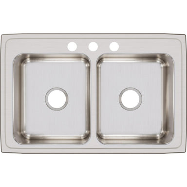 Elkay Lustertone Classic Stainless Steel 33" x 21-1/4" x 7-7/8", Equal Double Bowl Drop-in Sink-DirectSinks