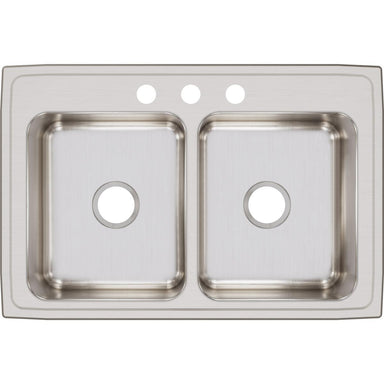 Elkay Lustertone Classic Stainless Steel 33" x 22" x 8-1/8", Equal Double Bowl Drop-in Sink-DirectSinks