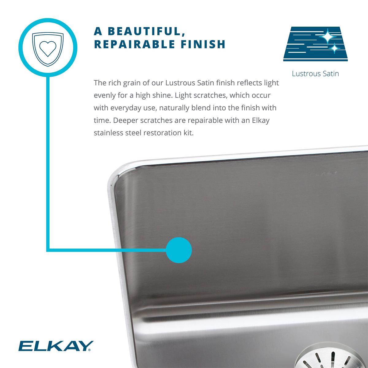 Elkay Lustertone Classic Stainless Steel 15" x 15" x 7-1/8" Single Bowl Drop-in Bar Sink and Faucet Kit
