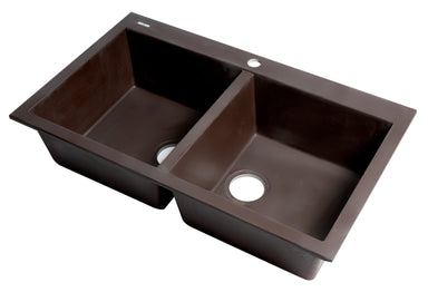 Alfi Brand 34" Drop-In Double Bowl Granite Composite Kitchen Sink-DirectSinks