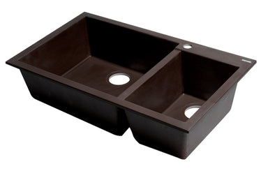 Alfi Brand 34" Double Bowl Drop In Granite Composite Kitchen Sink-DirectSinks