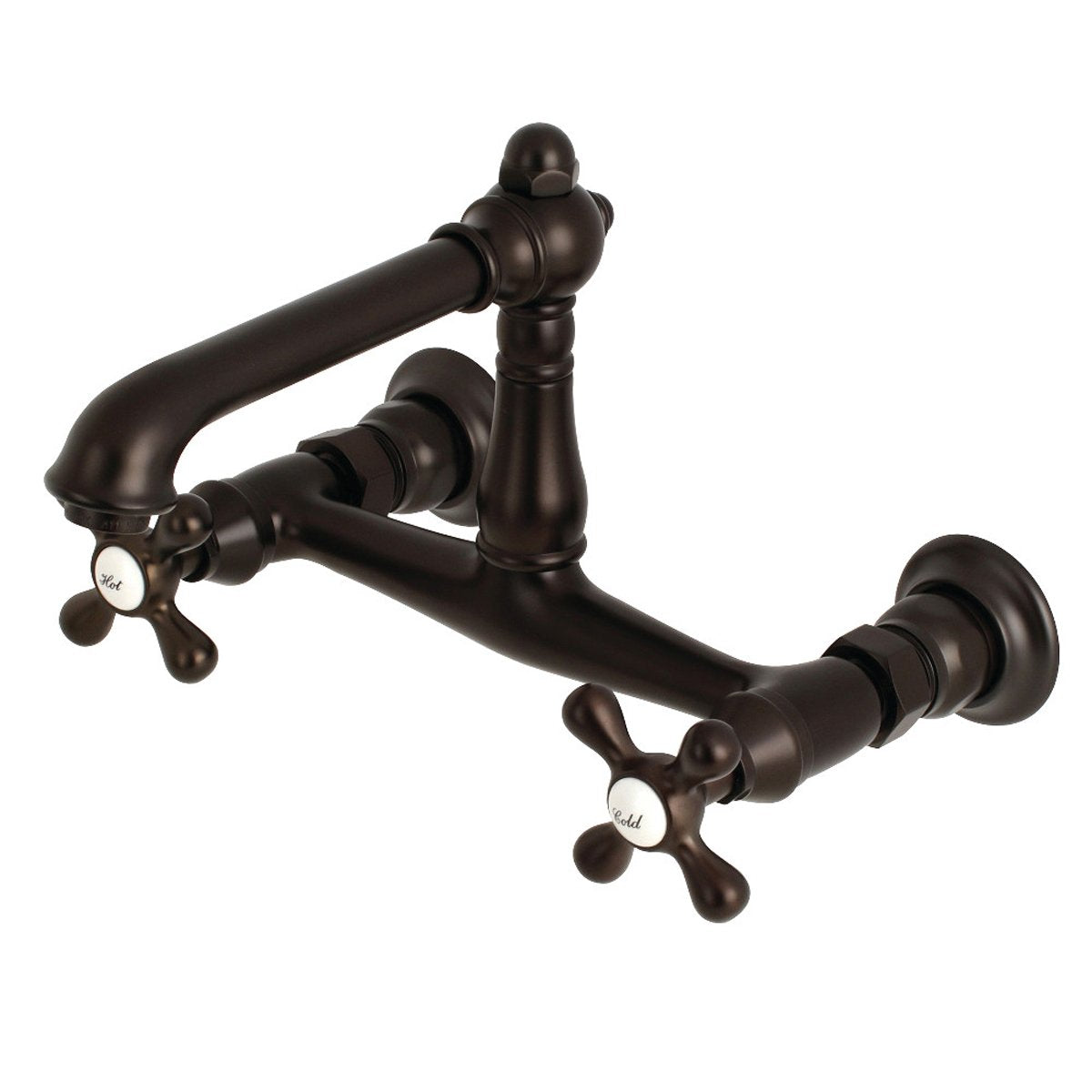 Kingston Brass English Country 8-Inch Center Wall Mount Bathroom Faucet
