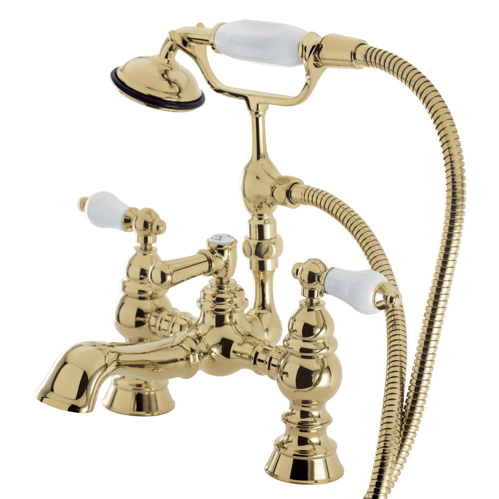 Kingston Brass Vintage 7" Brass Classic Deck Mount Clawfoot Tub Filler with Hand Shower
