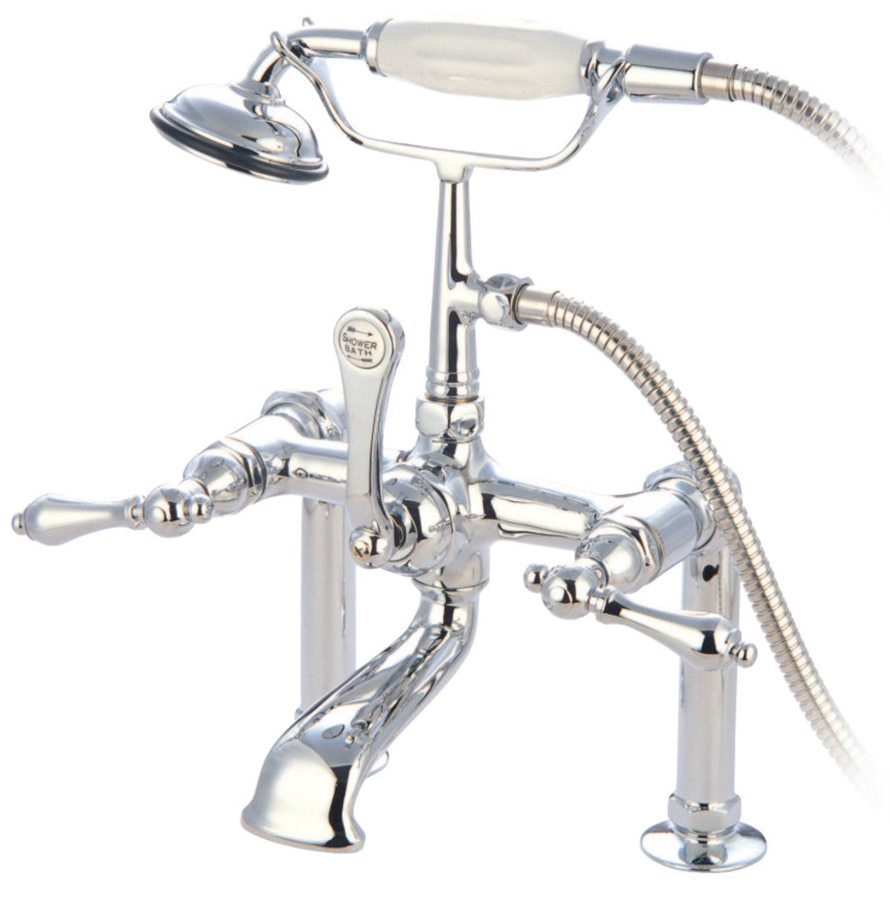 Kingston Brass Vintage 7" Classic Deck Mount Clawfoot Tub Filler Faucet with Hand Shower
