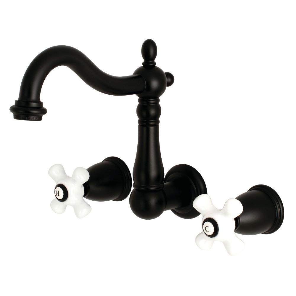 Kingston Brass Heritage 3-Hole 8" Center Wall Mount Bathroom Faucet