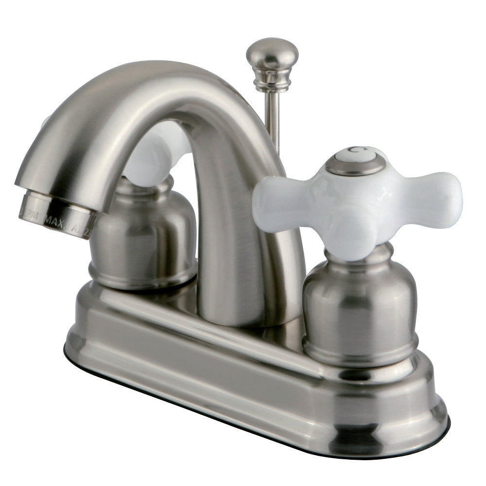 Kingston Brass Restoration 4-Inch centerset Lavatory Faucet with Porcelain Cross Handles