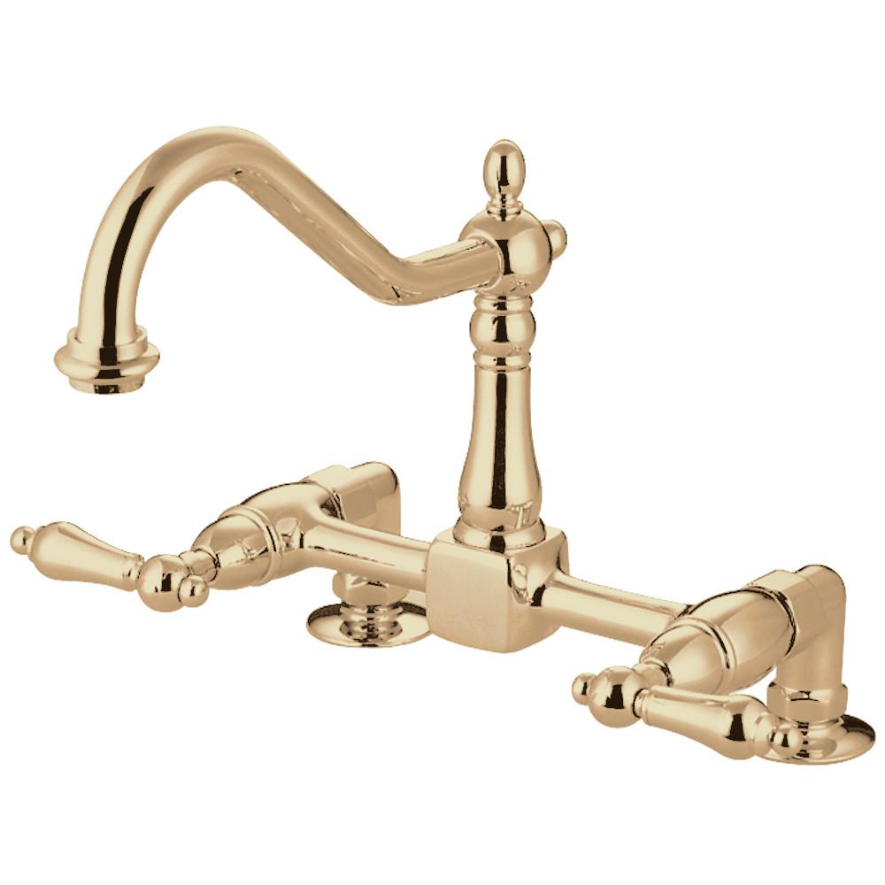 Kingston Brass Heritage Centerset Kitchen Faucet with Metal Lever Handle