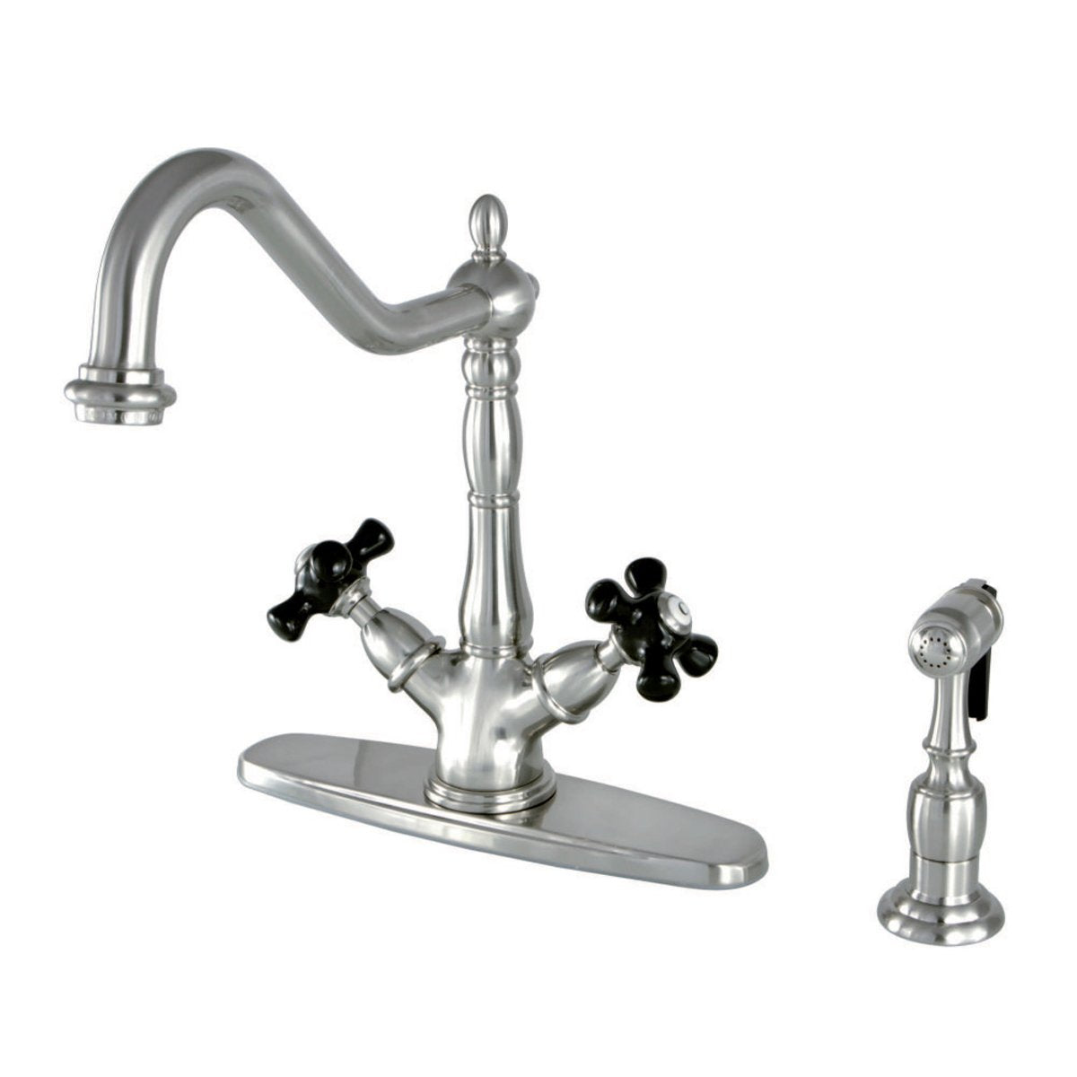 Kingston Brass Duchess 8-Inch Centerset Deck Mount Kitchen Faucet with Brass Sprayer