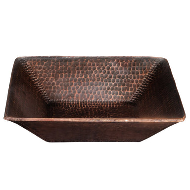 Premier Copper Products 14" Square Hand Forged Old World Copper Vessel Sink-DirectSinks