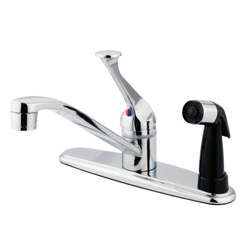 Kingston Brass Water Saving Chatham Centerset Kitchen Faucet with Single Lever Handle and Black Deck Sprayer