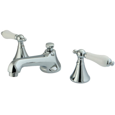 Kingston Brass Three-Hole 8-Inch Widespread Bathroom Faucet with Brass Pop-Up-DirectSinks