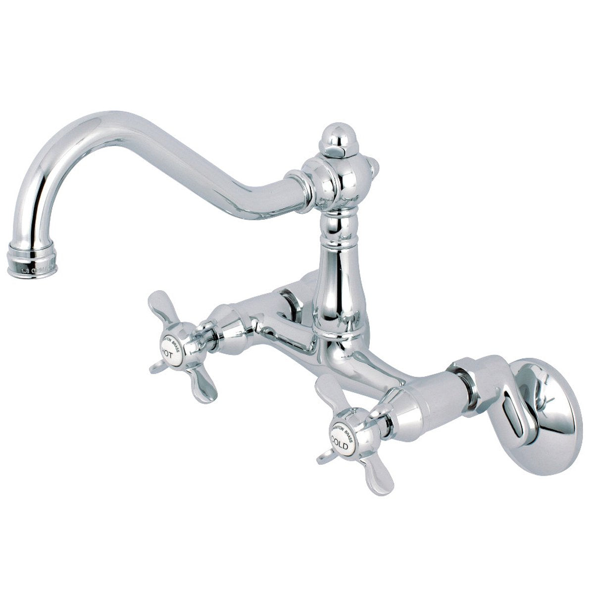 Kingston Brass Essex Cross-Handle 6-Inch Adjustable Center Wall Mount Kitchen Faucet