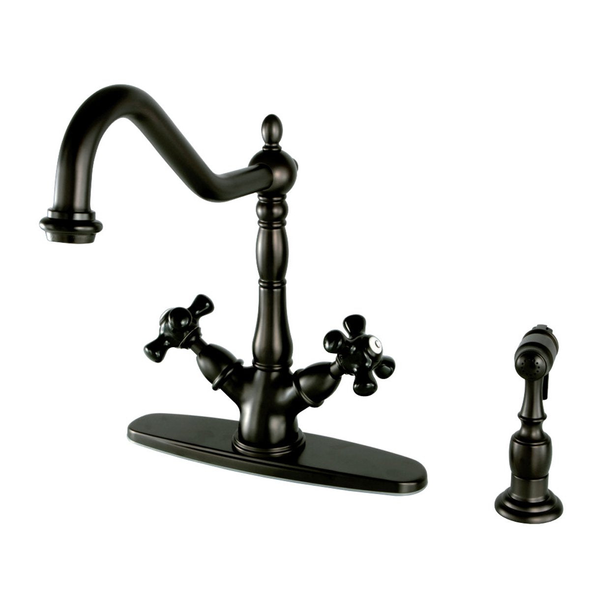 Kingston Brass Duchess 8-Inch Centerset Deck Mount Kitchen Faucet with Brass Sprayer
