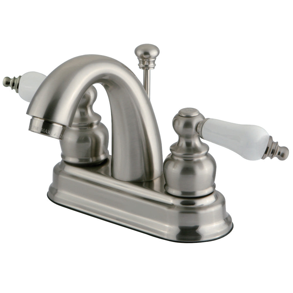Kingston Brass Restoration 4-Inch centerset Lavatory Faucet with Porcelain Lever Handles