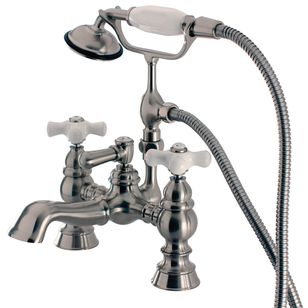 Kingston Brass Vintage 7" Spread Classic Deck Mount Clawfoot Tub Filler with Hand Shower