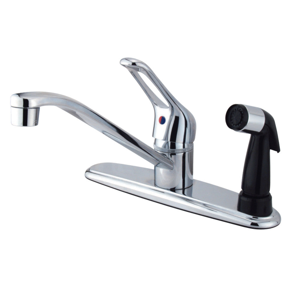 Kingston Brass Water Saving Wyndham Centerset Kitchen Faucet with Single Loop Handle and Deck Sprayer