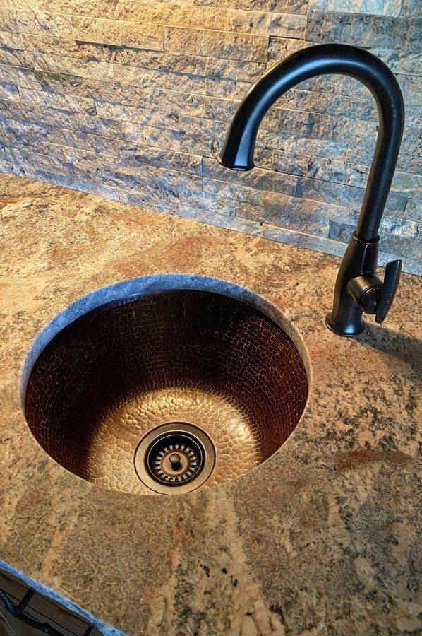 Premier Copper Products 16" Round Hammered Copper Prep Sink with 3.5" Drain Size-DirectSinks
