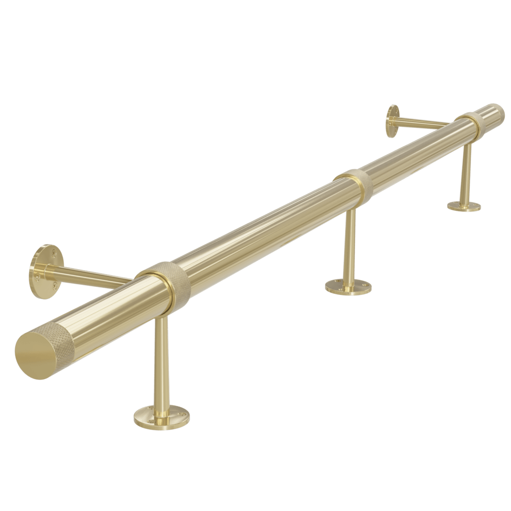 Satin Brass Foot Rail with Knurled Connectors | 4 ' Kit