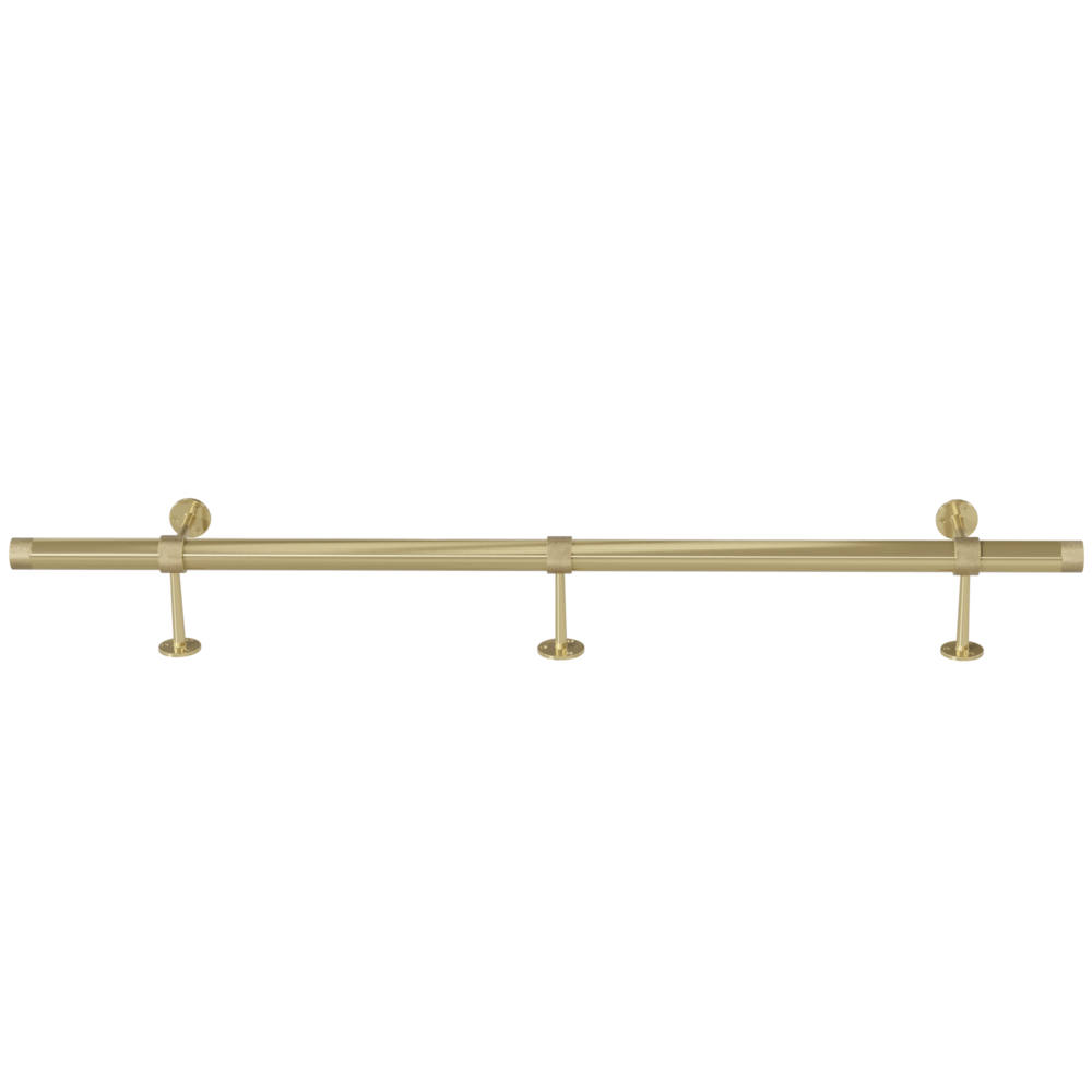 Satin Brass Foot Rail with Knurled Connectors | 4 ' Kit