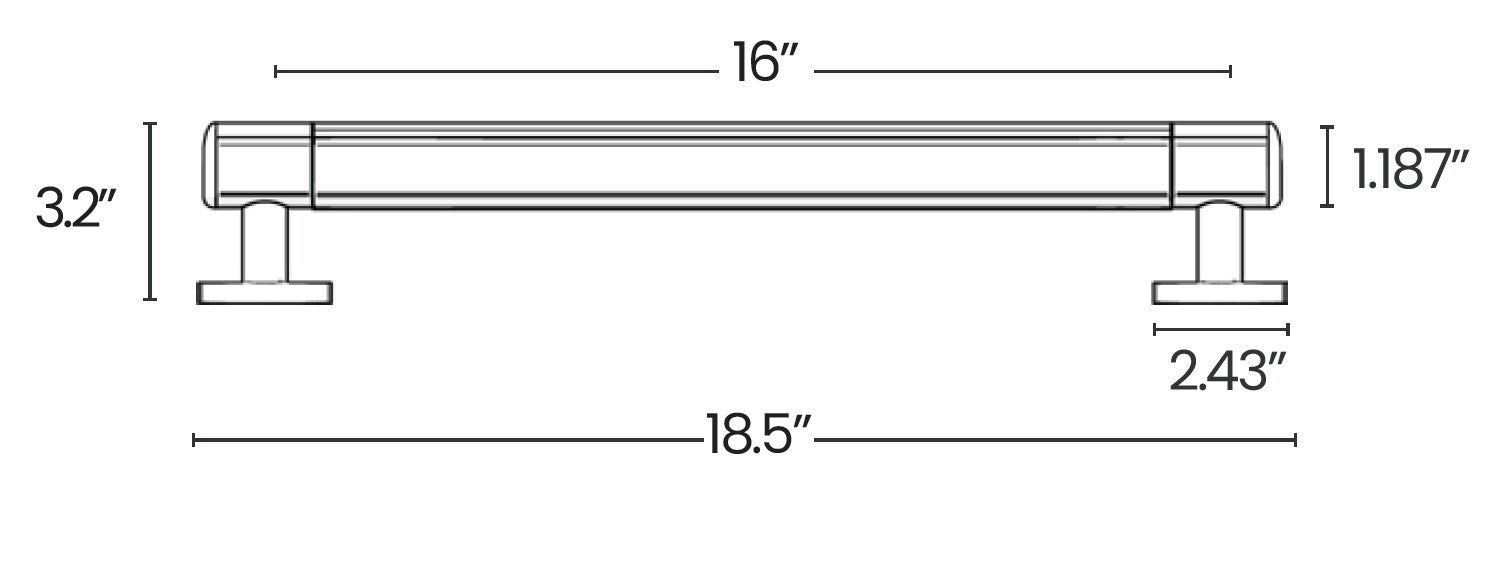16" Polished Chrome Grab Bar with Glass
