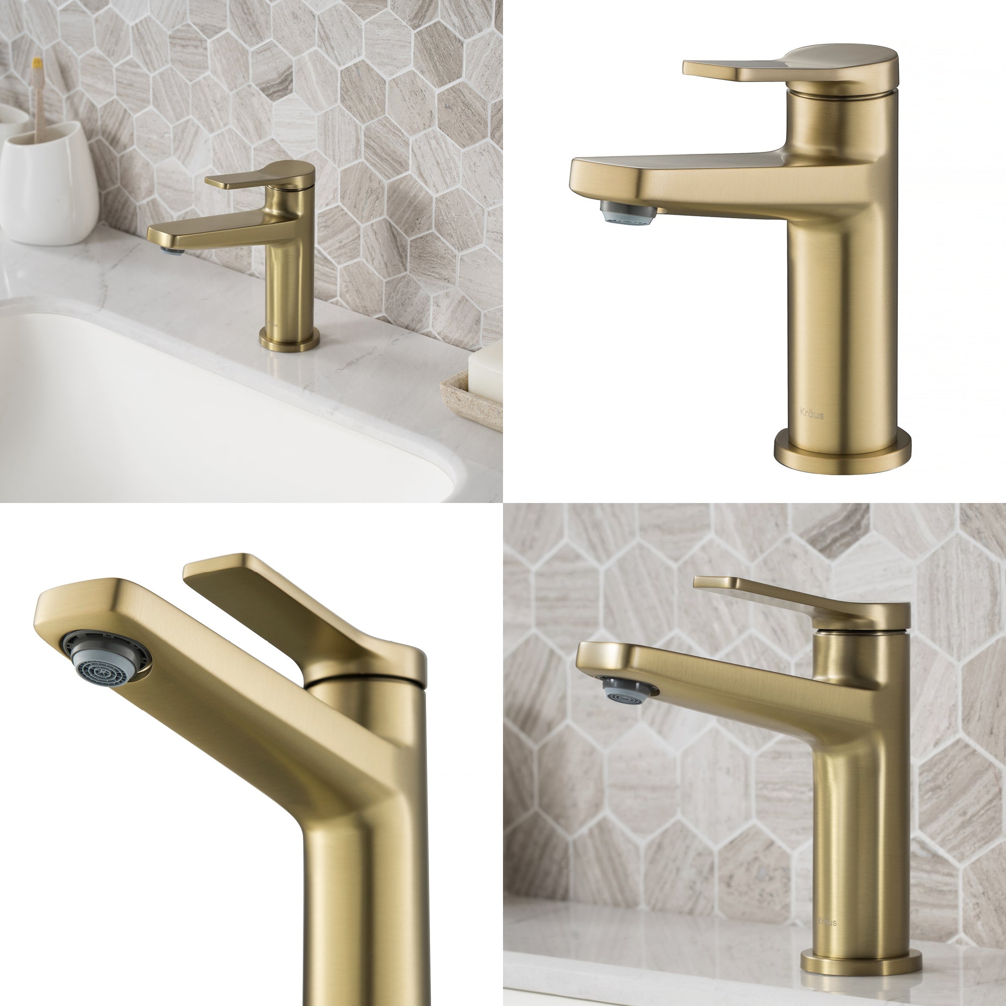 KRAUS Indy Single Handle Bathroom Faucet in Brushed Gold