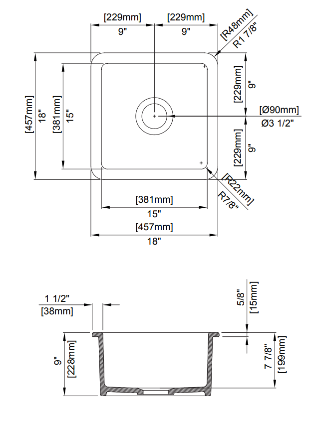 Bocchi Sotto 18" Fireclay Undermount or Drop-in Kitchen Prep Sink-DirectSinks