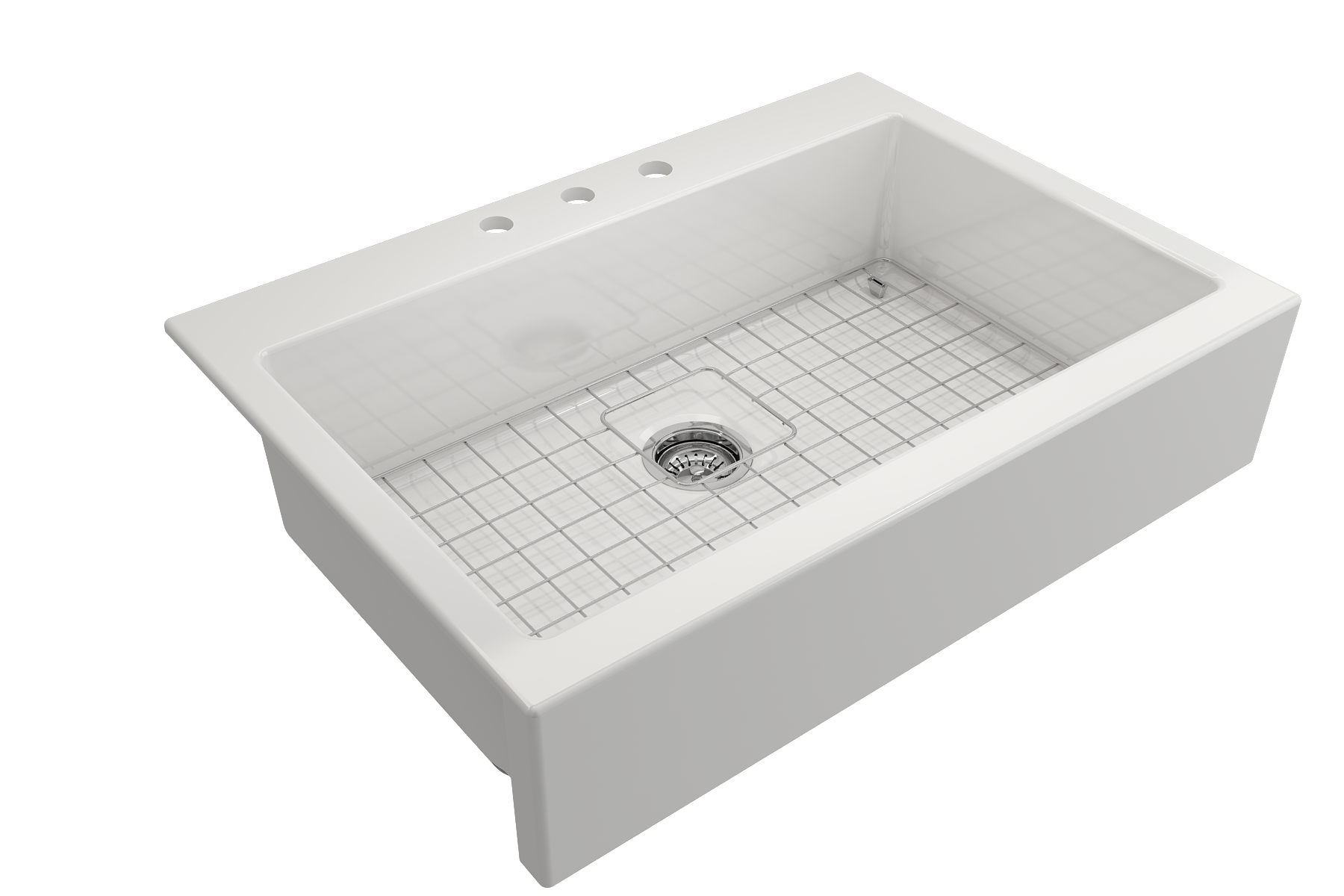 Bocchi Nuova 34" Top Mount Retrofit Farmhouse Sink - Gloss White