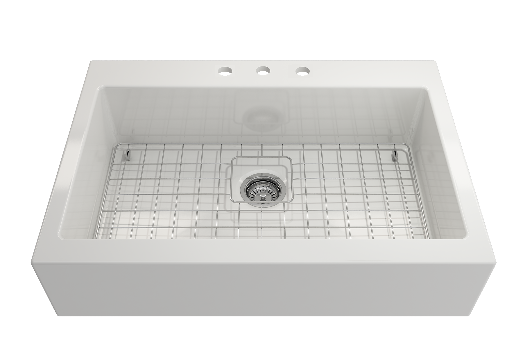 Bocchi Nuova 34" Top Mount Retrofit Farmhouse Sink - Gloss White