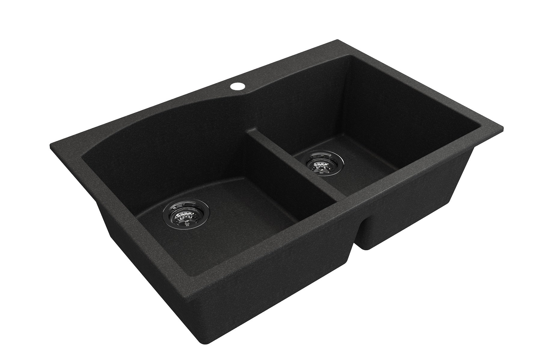 Bocchi 33" Dual Mount Granite Composite 60/40 Double Bowl Sink in Metallic Black