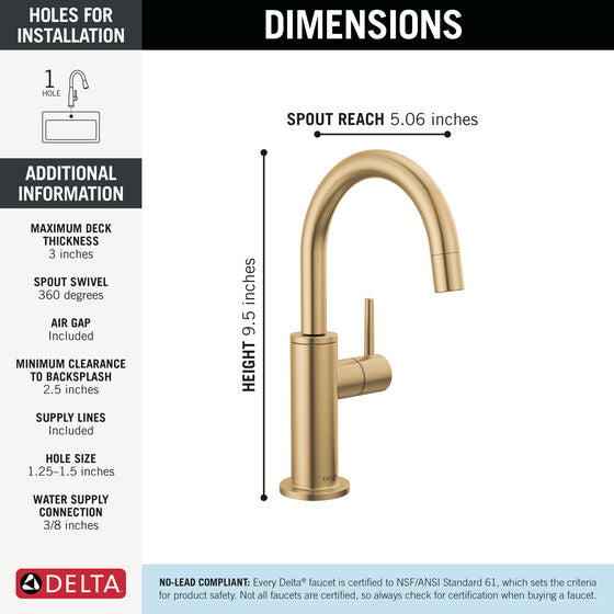 Delta Contemporary Round Beverage Faucet in Champagne Bronze