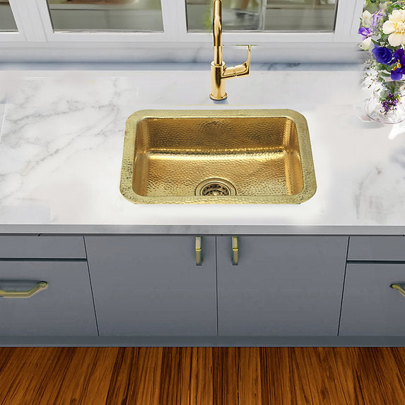 20" Hand-Hammered Brass Dual Mount Bar Sink