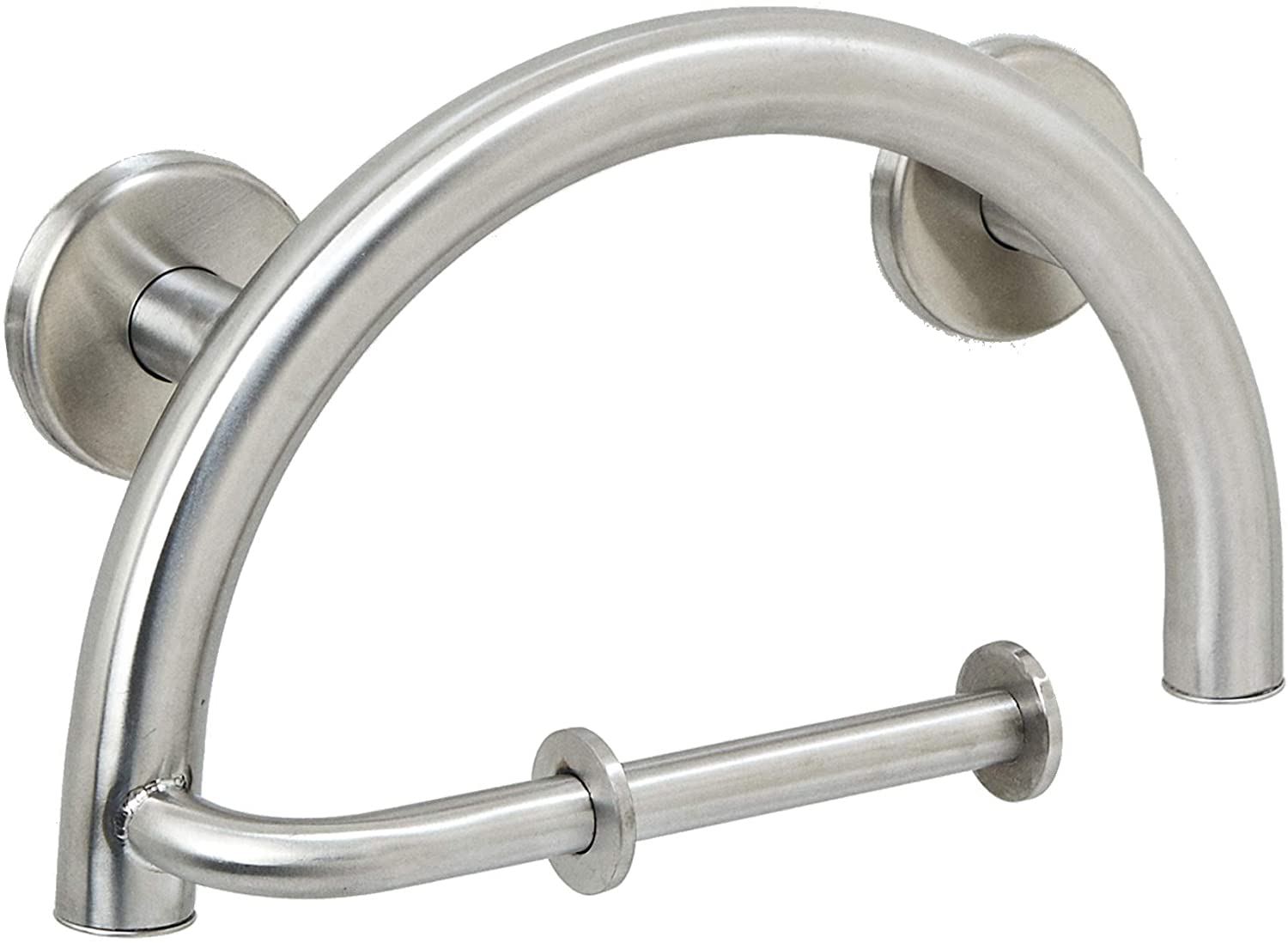 Half Moon Grab Bar with Toilet Paper Holder