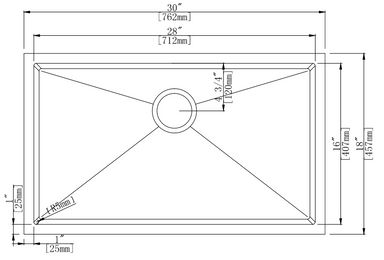 DirectSinks 30x18 Small Radius Kitchen Sink-DirectSinks