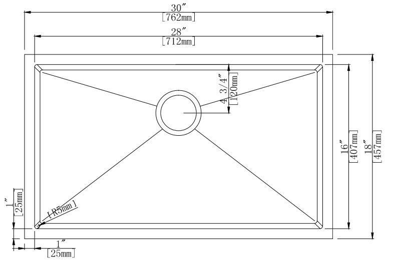 DirectSinks 30x18 Small Radius Kitchen Sink-DirectSinks
