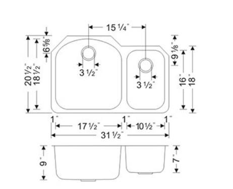 Wells Sinkware 32" 18-Gauge Undermount Double Bowl Stainless Steel Kitchen Sink