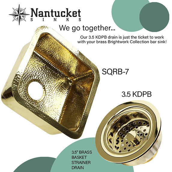 Nantucket Sinks Bright Hammered Brass 17" Undermount Bar Sink