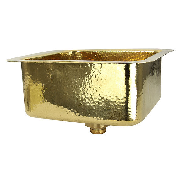 Nantucket Sinks Bright Hammered Brass 17" Undermount Bar Sink