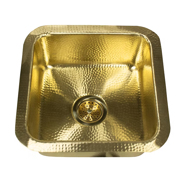 Matte Finish Hammered Brass 17" Undermount Bar Sink