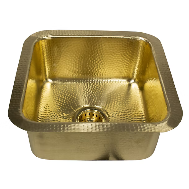 Matte Finish Hammered Brass 17" Undermount Bar Sink
