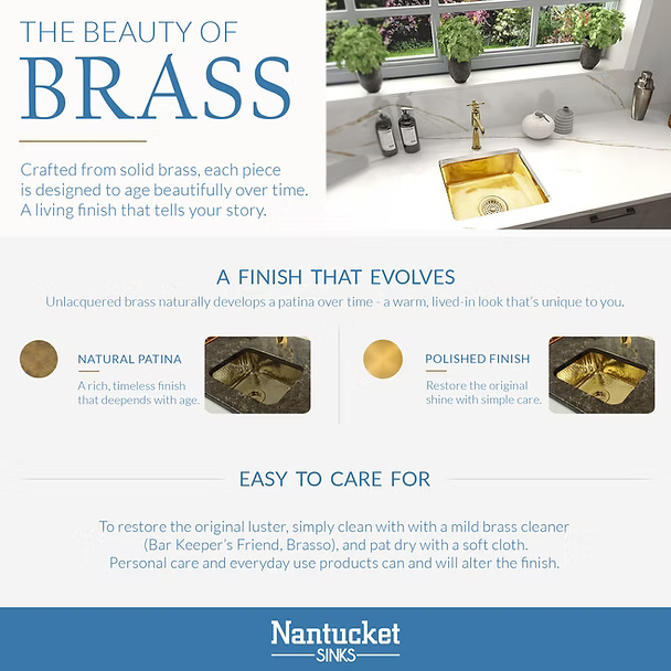Nantucket Sinks 3.5" Unlacquered Brass Kitchen Drain
