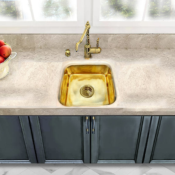 Nantucket Sinks 16" Bright Brass Bar Sink-DirectSinks