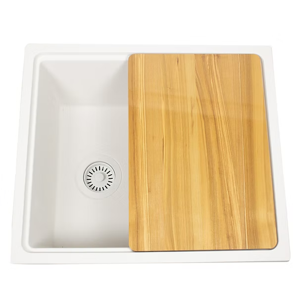 22" Granite Composite Dualmount Workstation Sink in White