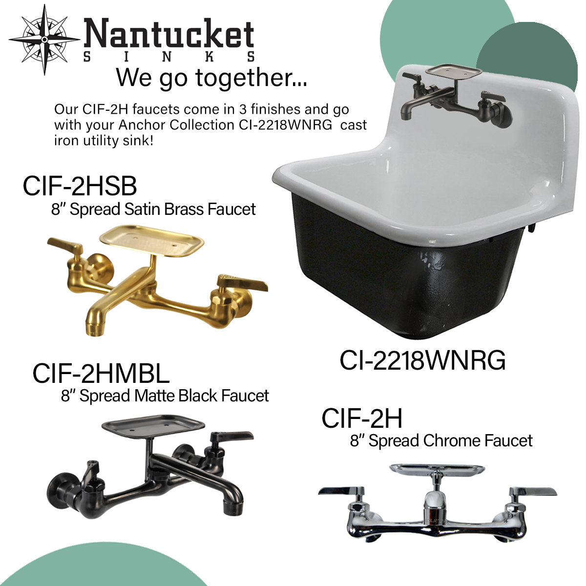 Nantucket Sinks Satin Brass Wall Mount Utility Faucet with Soap Dish