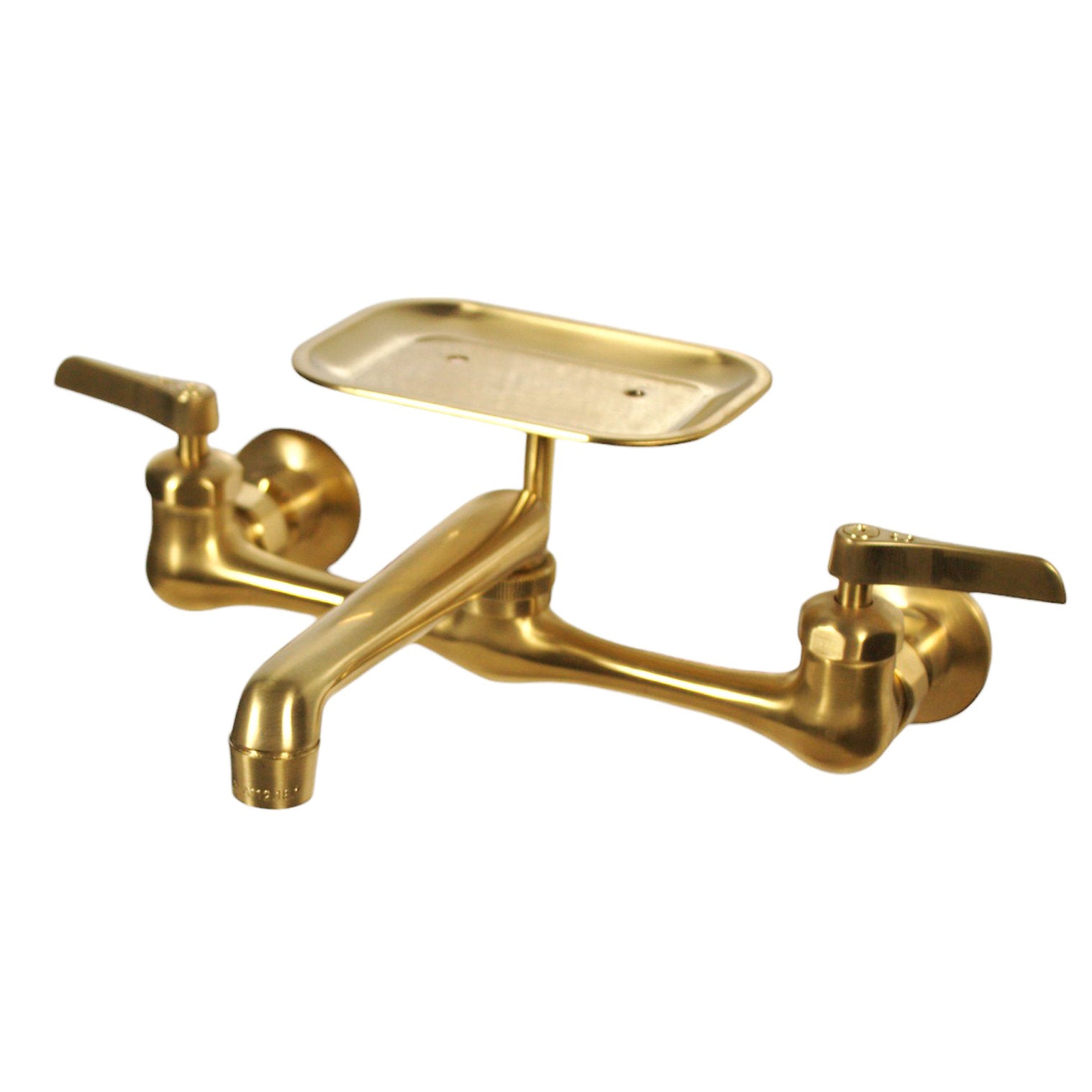 Nantucket Sinks Satin Brass Wall Mount Utility Faucet with Soap Dish