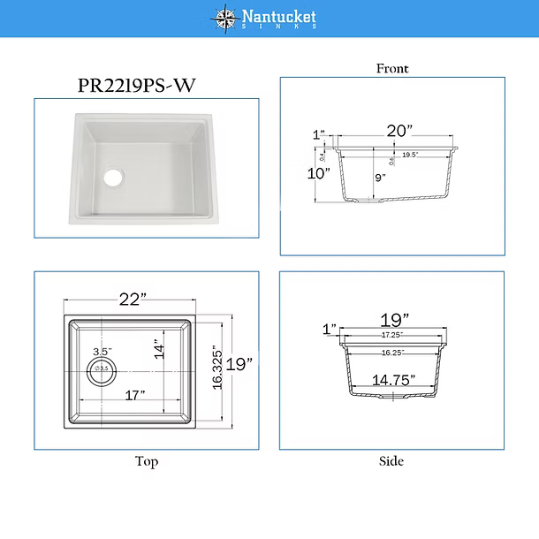 22" Granite Composite Dualmount Workstation Sink in White