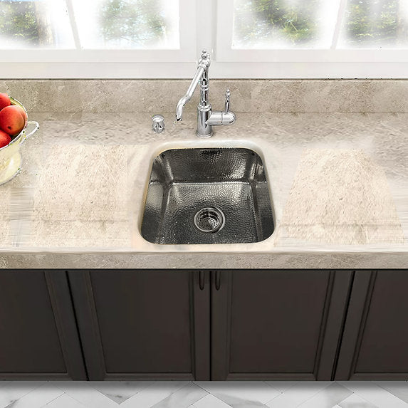 Nantucket Sinks SQRS-7 16.5" Square Hammered Stainless Bar Sink