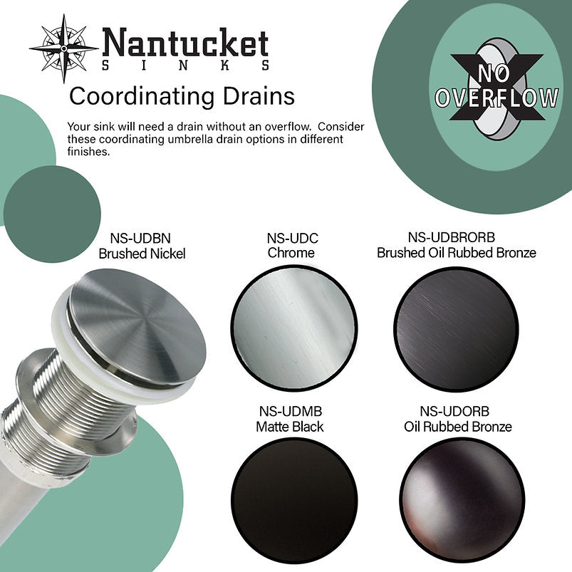 Nantucket Sinks 20" Wall Mount Sink Without Overflow